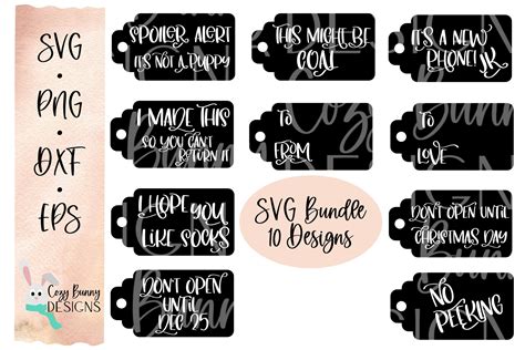 10 Funny Christmas Gift Tags SVG Bundle Digital Cut File Bundle for Cricut or Silhouette - Etsy