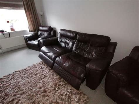 DFS electric recliner 3 seater sofa + 2 manual recliner chairs | in ...