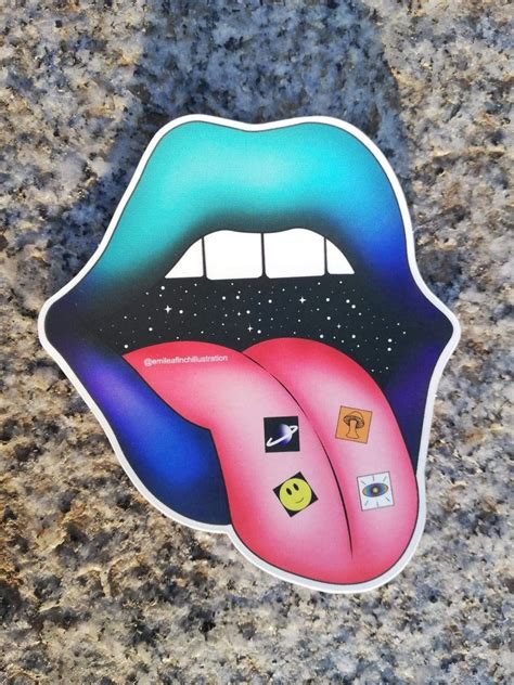 Trippy Acid Tongue Sticker | Etsy