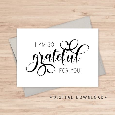 I Am So Grateful For You Printable Card / Instant Download PDF | Etsy