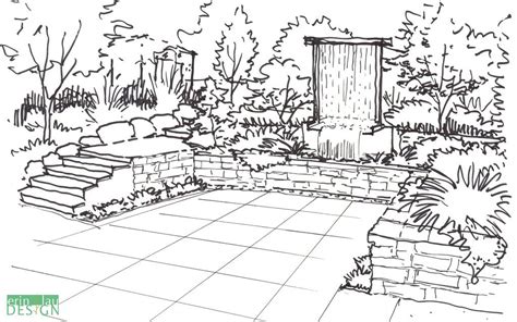 Garden Creation: How to draw a Perspective Sketch | DrawnToGarden | Landscape sketch ...