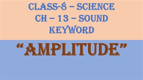 Definition of amplitude for class 8 science. - YouTube