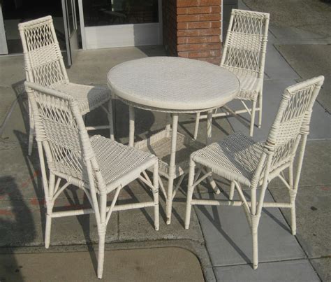 UHURU FURNITURE & COLLECTIBLES: SOLD - White Wicker Patio Set - $130