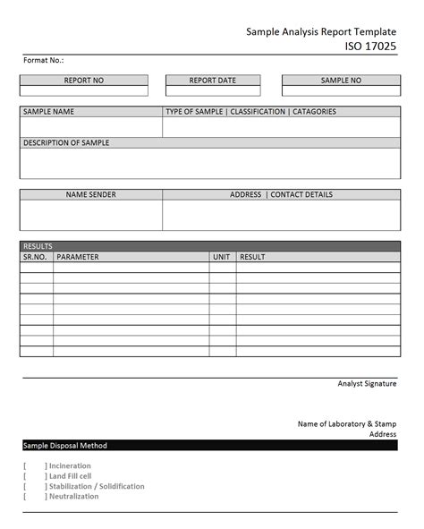 Sample Analysis Report Template