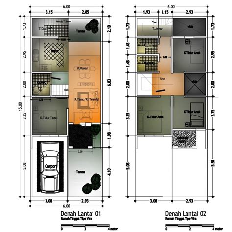 Gambar Denah Rumah Minimalis Ukuran 6x10 Terbaru