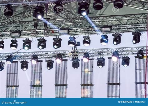 Stage lighting equipment stock photo. Image of dark, projector - 68907230