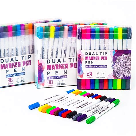 Dual Tips Permanent Alcohol Ink Marker Pens Art Markers Dual head ...