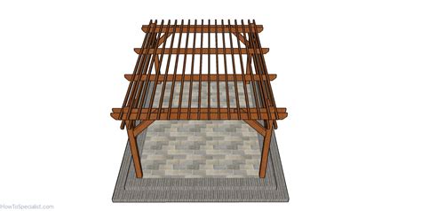 12×16 Pergola Plans – Top view | HowToSpecialist - How to Build, Step by Step DIY Plans