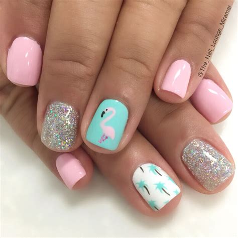 Flamingo palmtrees summer vacation nails inspired by McKenna bleu ...