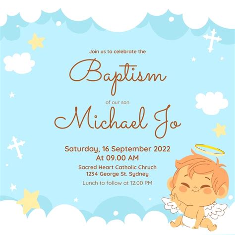 Free Vector | Hand drawn baptism invitation design