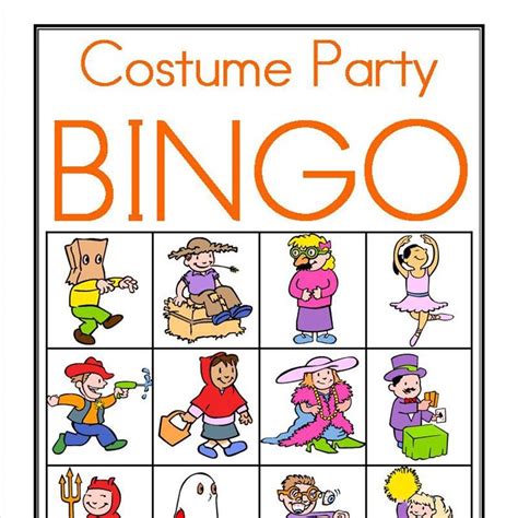 Costume Party Printable Halloween Bingo Game