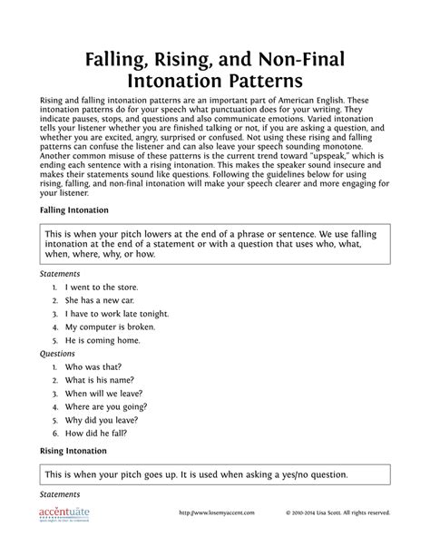 Falling, Rising, and Non-Final Intonation Patterns