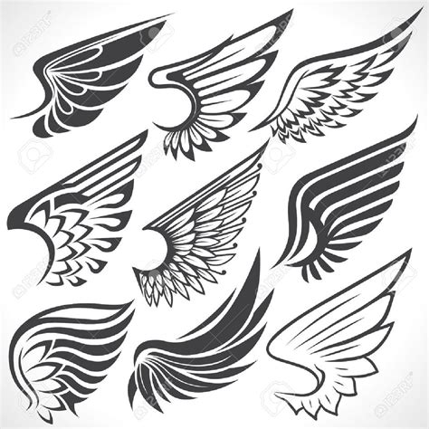 The Vector Image Of Big Set Sketches Of Wings Royalty Free Cliparts, Vectors, And Stock ...