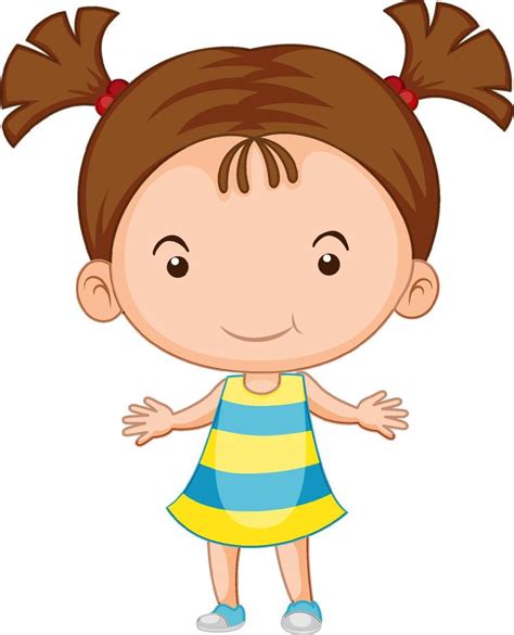 Cute girl cartoon character on white background 8191678 Vector Art at ...