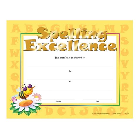 Spelling Bee Award Certificate Template – Sample.gelorailmu.com