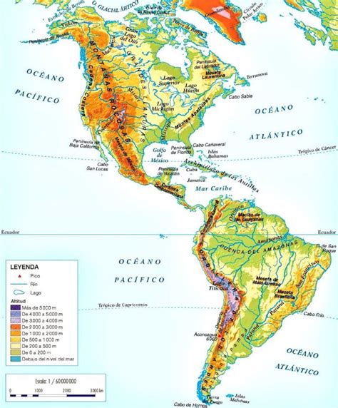 Mapa de relieve de América - Mapa de América | Mapa de america, Hidrografia de america, Mapa de ...