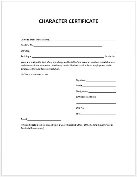 10+ Character Certificate Templates | Free Printable Word & PDF | Certificate format ...