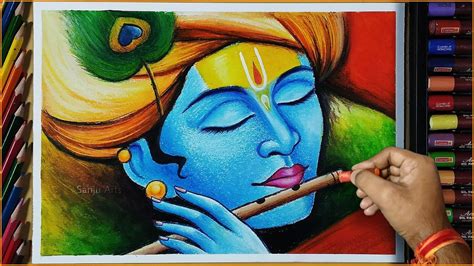 Krishna drawing, Easy Krishna drawing, Krishna drawing with Oil Pastel | Oil pastel drawing ...