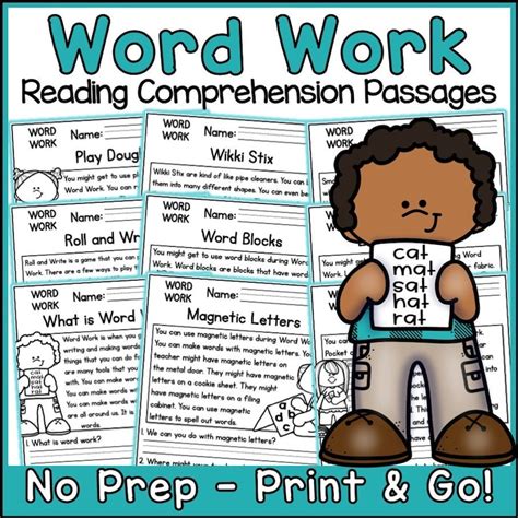 Word Work Reading Comprehension Passages and Questions Back to School Science Printable ...