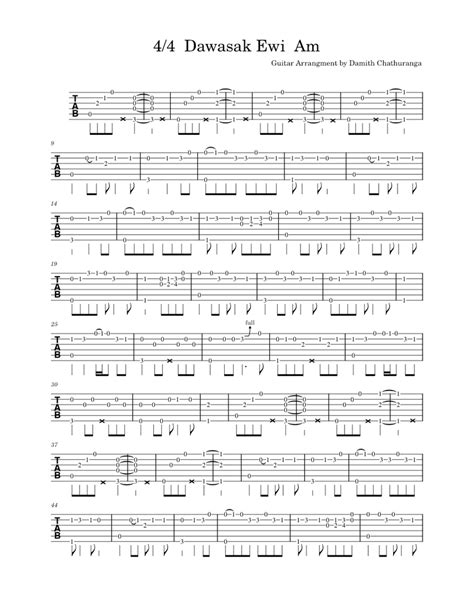 Dawasak Ewi Fingerstyle – Damith Chathuranga dawasak Sheet music for ...