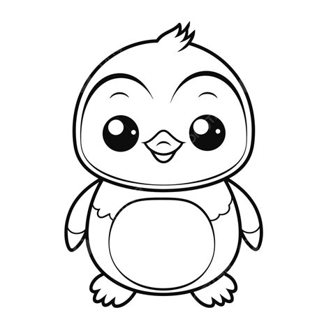 Cute Penguin Coloring Pages Outline Sketch Drawing Vector, Penguin Drawing, Wing Drawing, Ring ...