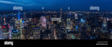 New York City panorama at night Stock Photo - Alamy