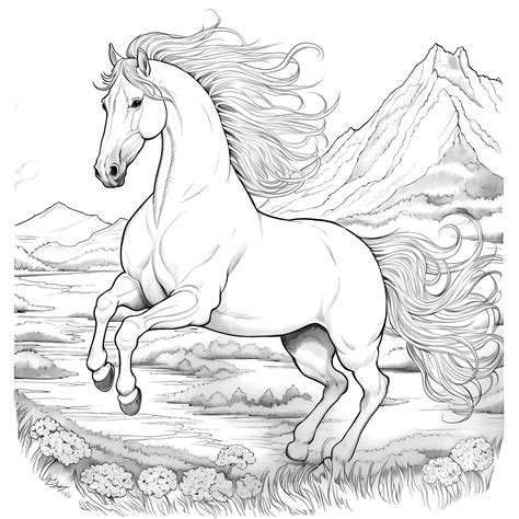 Premium Photo | Cute simple horse outline coloring page for kids