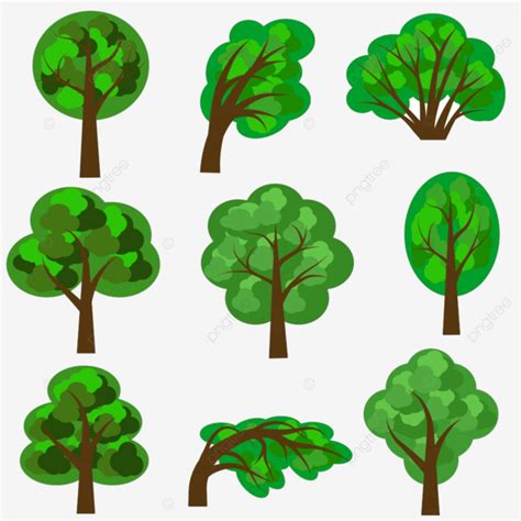 2d Tree Vector Art PNG, Set Of Trees 2d App, Elements, Park, Game PNG Image For Free Download