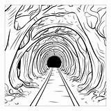 Premium Vector  Tunnel With Trees For coloring Book Children sketch template
