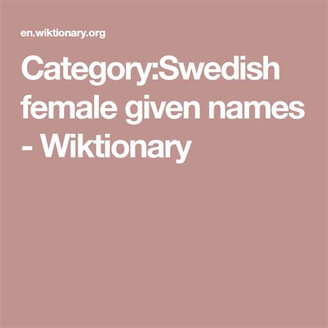 Category:Swedish female given names - Wiktionary | Given name, Swedish names, Swedish