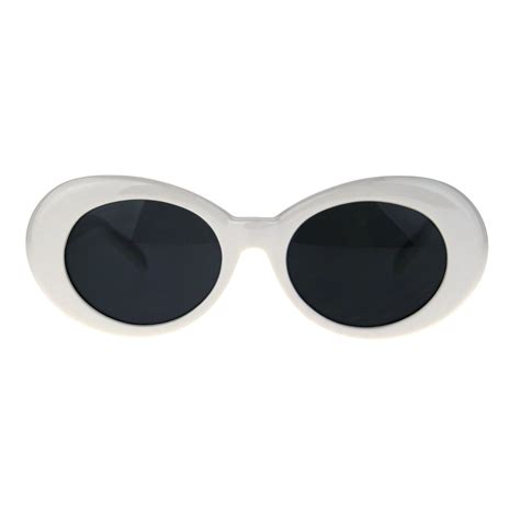 SA106 - Womens Oval Round Thick Plastic Vintage 20s Mod Sunglasses White - Walmart.com - Walmart.com