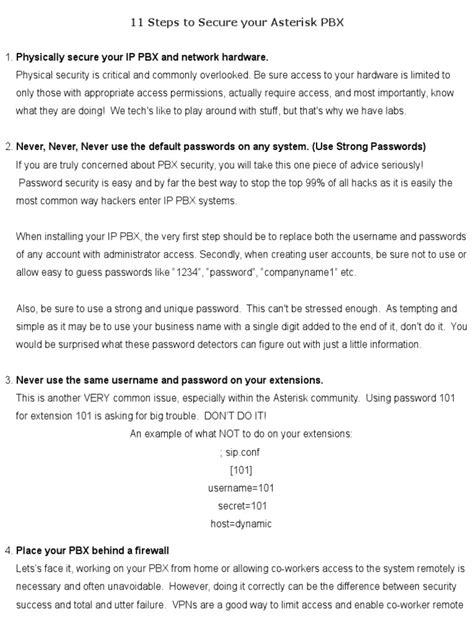 11 Steps To Secure Your Asterisk PBX | PDF | Password | Firewall (Computing)