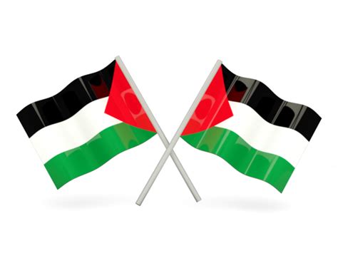 Two wavy flags. Illustration of flag of Palestinian territories