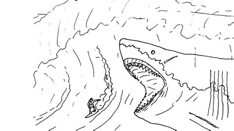 Mega Megalodon Jumping Out of Water Coloring Pages & book for kids.