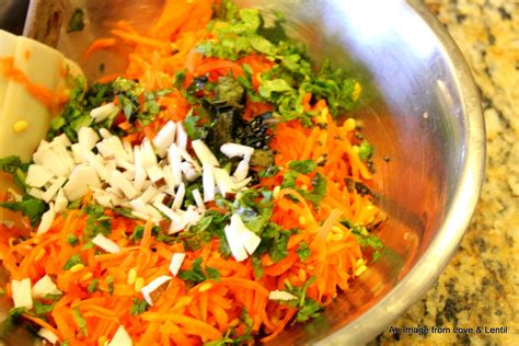 Love & Lentil: Carrot & Raw Moong Daal Salad (Carrot Kosumalli)