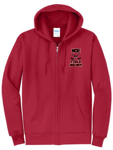 Noe Middle School Field Hockey ADULT Red Full zip hood PC78ZH - Louisville Sporting Goods