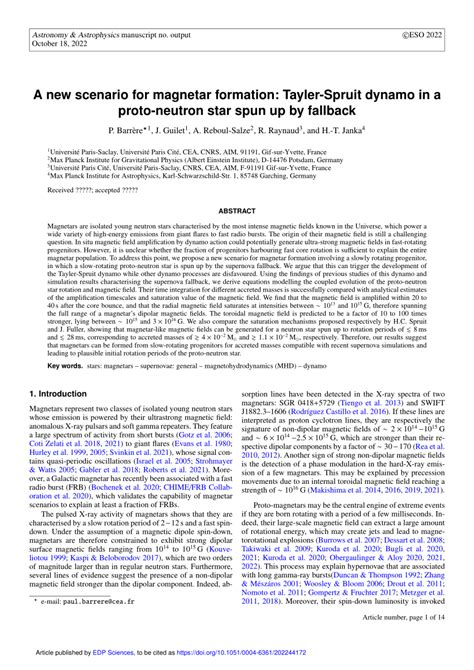 (PDF) A new scenario for magnetar formation: Tayler-Spruit dynamo in a proto-neutron star spun ...