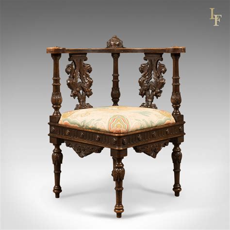 Antique Corner Armchair, Carved Victorian Chair c.1870 – London Fine Antiques