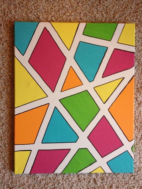 Art project using masking tape geometric … | Toiles de peinture, Idées de peinture sur toile ...