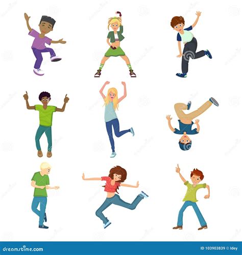 Set of Dancing People Characters in Modern Dance Styles. Stock Vector - Illustration of flat ...