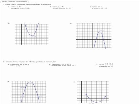 50 Transformations Of Quadratic Functions Worksheet