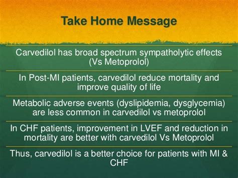 Carvedilol in the management of mi and heart failure