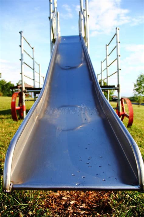 Metal playground slide stock photo. Image of recreation - 25309022