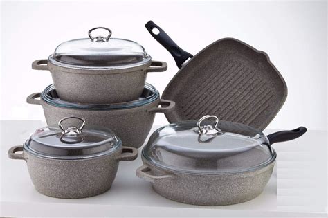 Falez Granite Cookware Sets 9 Pcs Set, Grey price in UAE | Amazon UAE ...