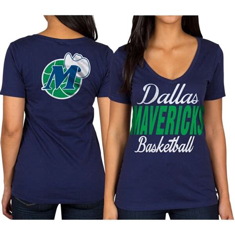 Women's Dallas Mavericks Navy Blue V-Neck T-Shirt - Dallas Mavericks Store