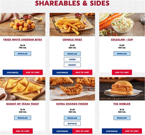 Zaxby's Menu Printable