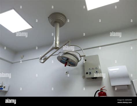 Medical lamp in exam room. Lighting in surgery room in hospital. Medical Equipment Stock Photo ...