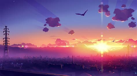 2048x1152 Anime Scenery Sunset 4k Wallpaper,2048x1152 Resolution HD 4k Wallpapers,Images ...