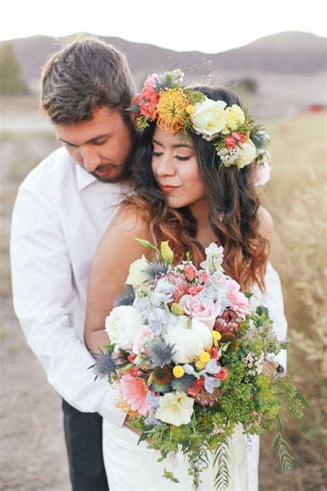 A Bohemian Styled Elopement with Colorful Florals + Lace