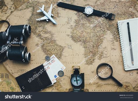 Set Travel On Map Background Stock Photo 600283805 | Shutterstock